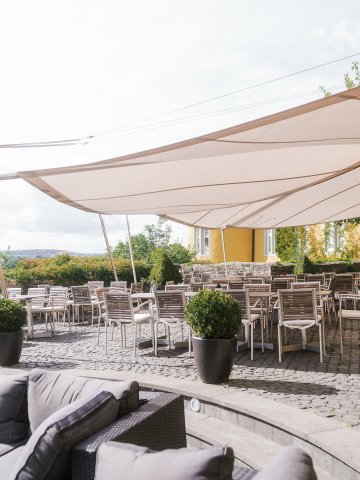 Sonnenterrasse des Restaurants Weitblick im Hotel Schloss Montabaur