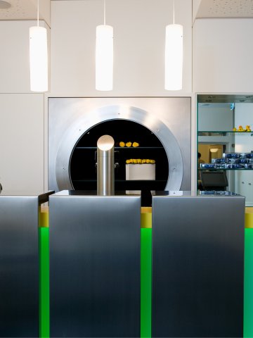 Fitness area at Montabaur Castle Hotel featuring a distinctive design element and decorative details.